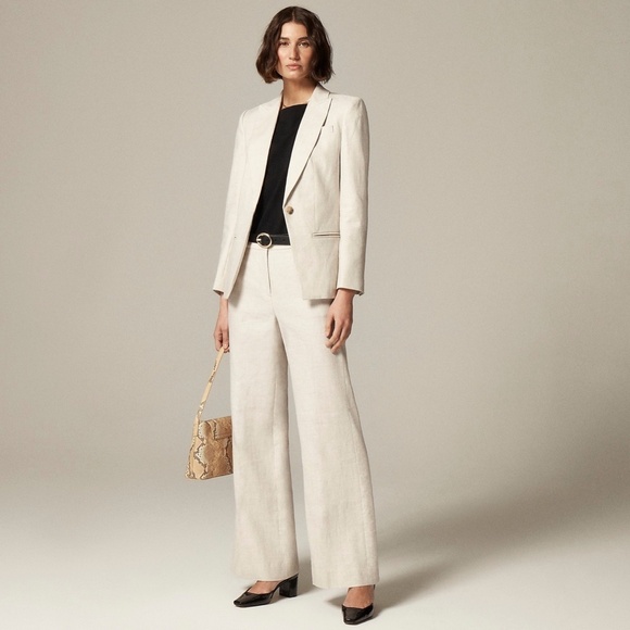 New JCREW Size 2 Carolina Flare Pants in Stretch Linen Blend Flax $168 BZ404 - Picture 2 of 6